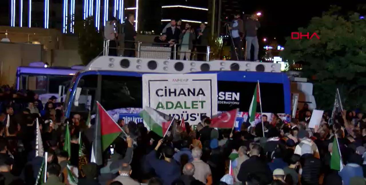 ABD Büyükelçiliği önünde Sumud Filosu eylemi!