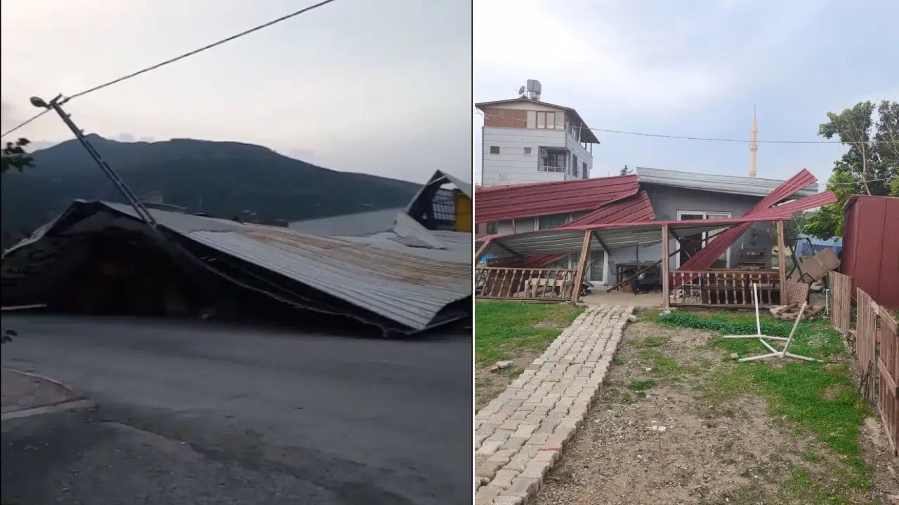 Hatay’da kuvvetli rüzgar çatıları uçurdu