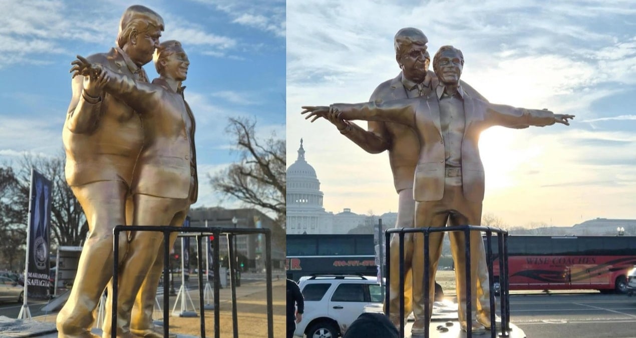 Washington’da Titanik göndermeli Trump-Epstein heykeli